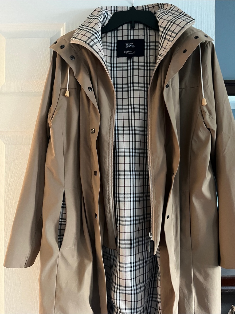Burberry Beige/Tan Hooded Trench Coat with Signature Check Lining